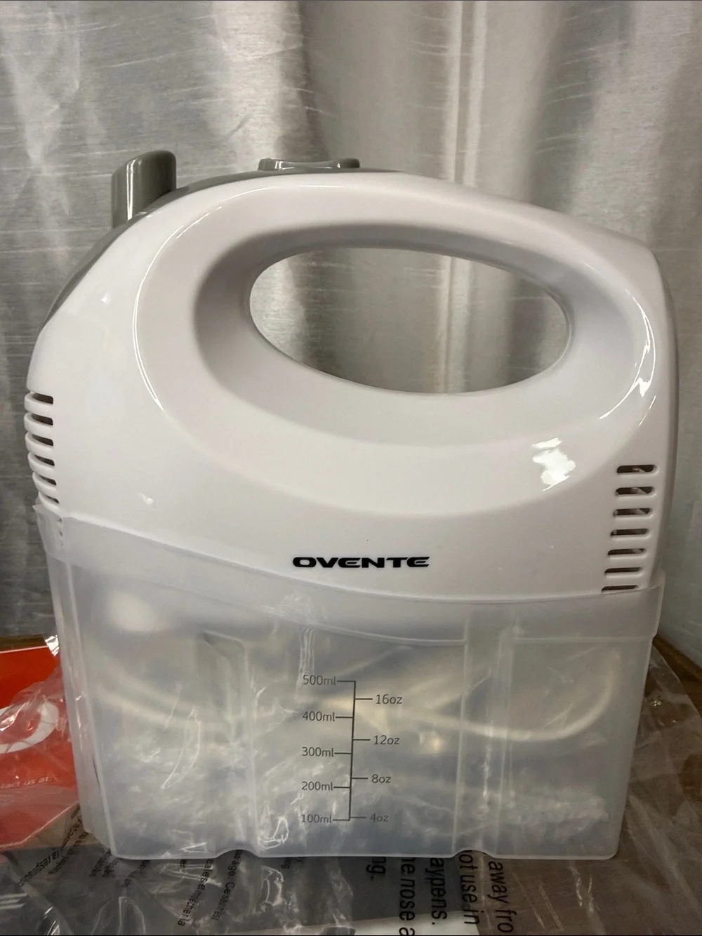 Ovente 5 Speed Hand Mixer Snap On Storage Case HM151 Series White New Open Box